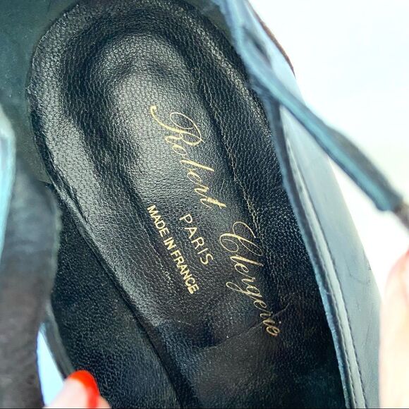 Vintage Robert Clergerie Black Brown Pointed Toe Ankle Strap Heels 10.5 - Picture 10 of 11